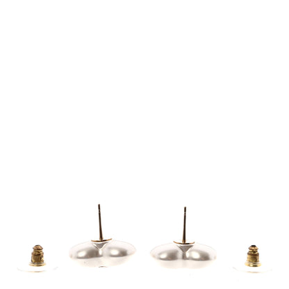 Chanel Pearl Crystal CC Heart Earrings Gold 3 of 4