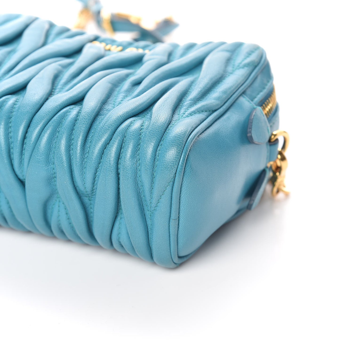 Nappa Matelasse Double Zip Chain Mini Shoulder Bag Blue