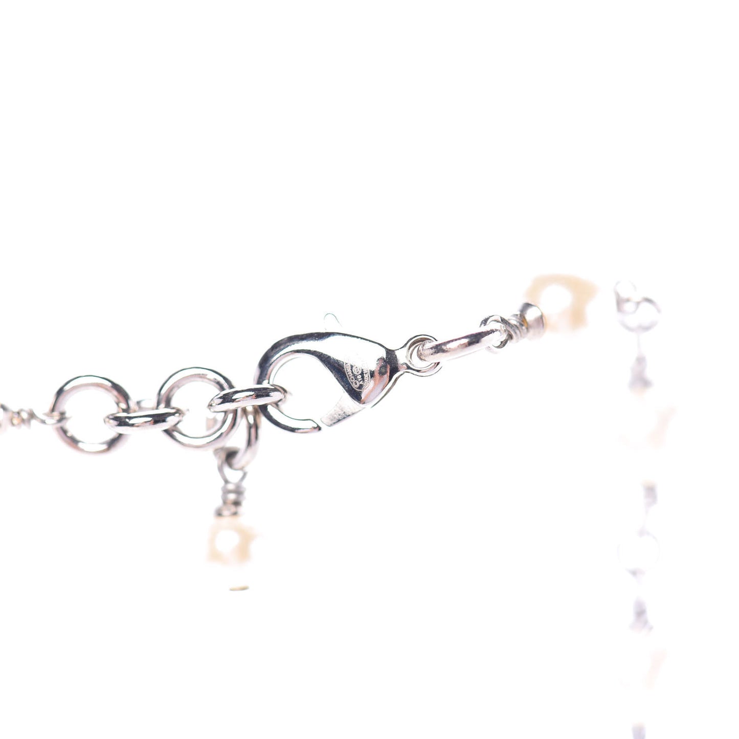 Crystal Pearl CC Long Necklace Silver