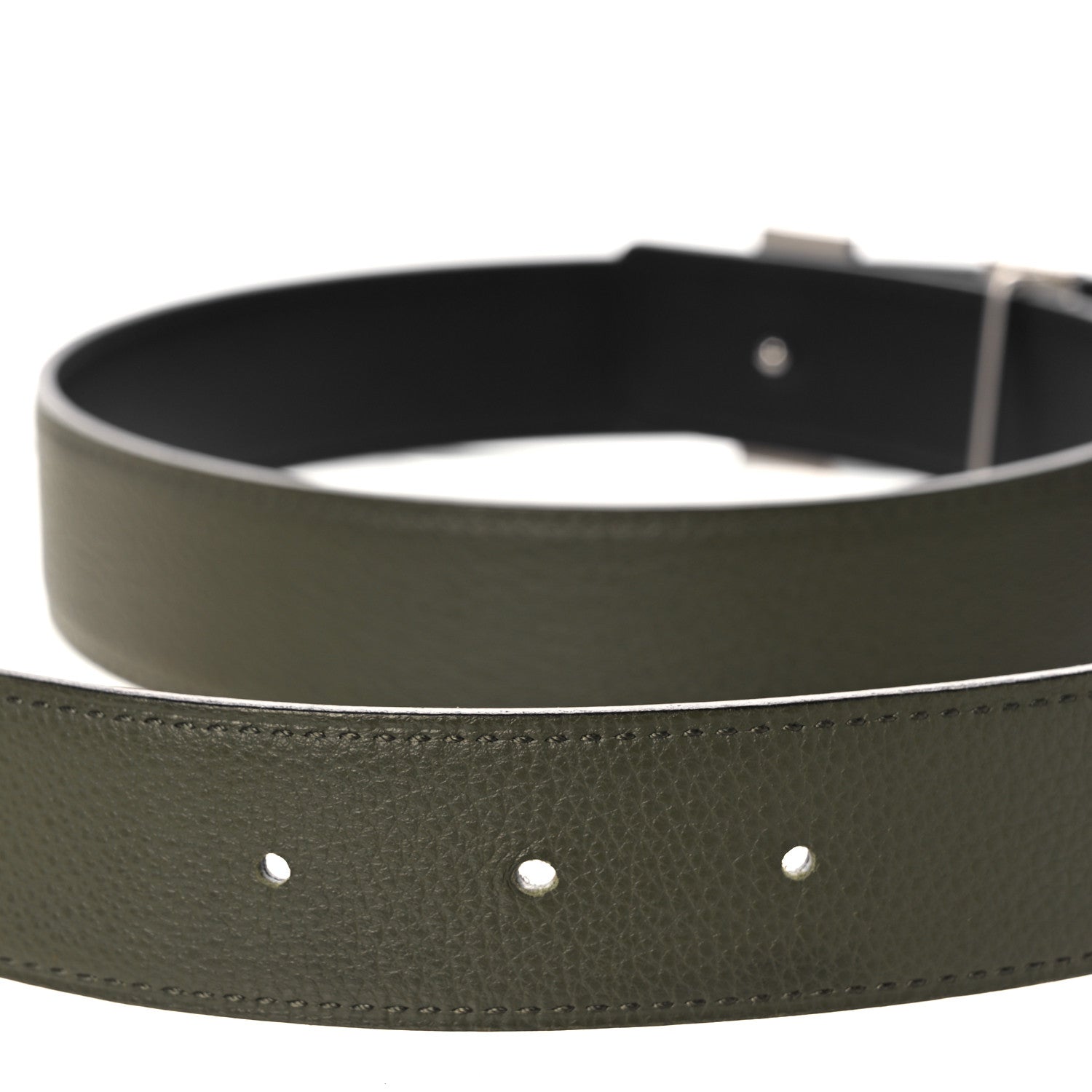 Hermes Epsom Swift 32mm H Belt 85 Vert Olive Black 4 of 5