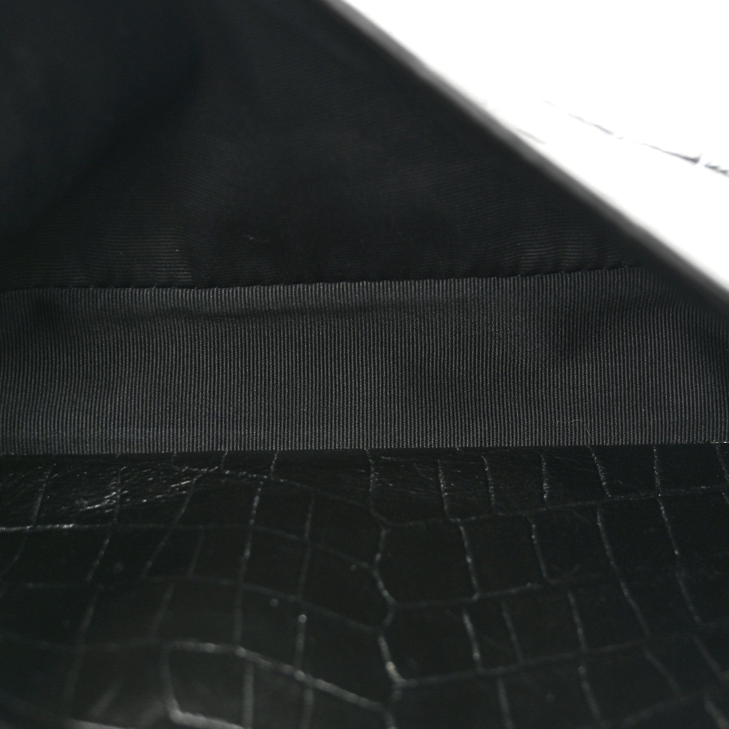 Saint Laurent Crocodile Embossed Lambskin Monogram Medium Niki Chain Satchel Black 6 of 12