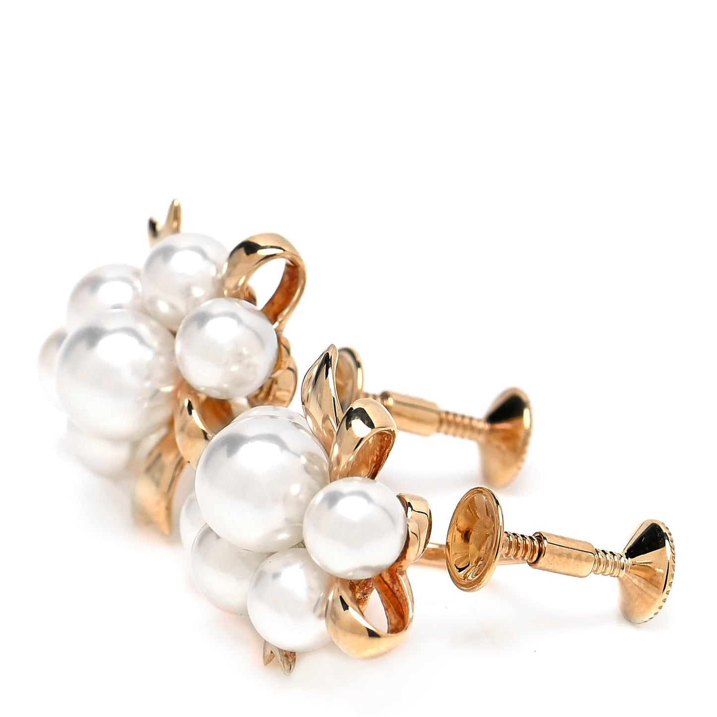 18K Yellow Gold Akoya Pearl 5-6.5mm Ribbon Screw Back Earrings