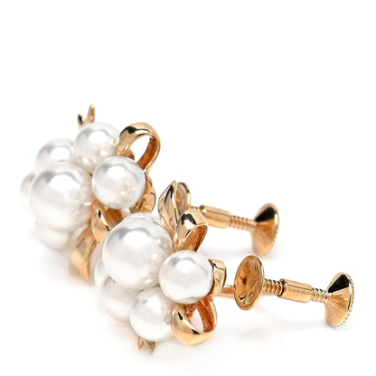 Mikimoto 18K Yellow Gold Akoya Pearl 5-6.5mm Ribbon Screw Back Earrings 3 of 4
