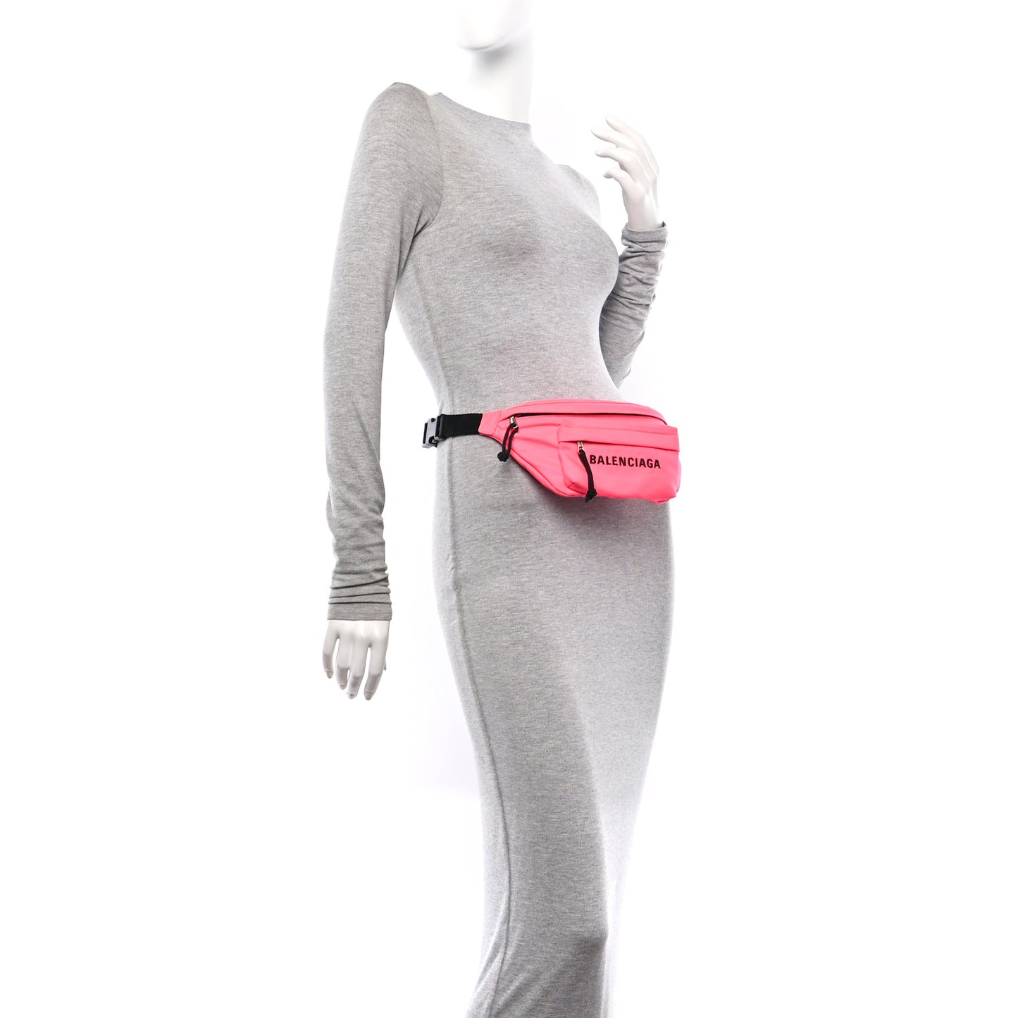 Textured Sport Nylon Logo Wheel Belt Bag Acid Pink
