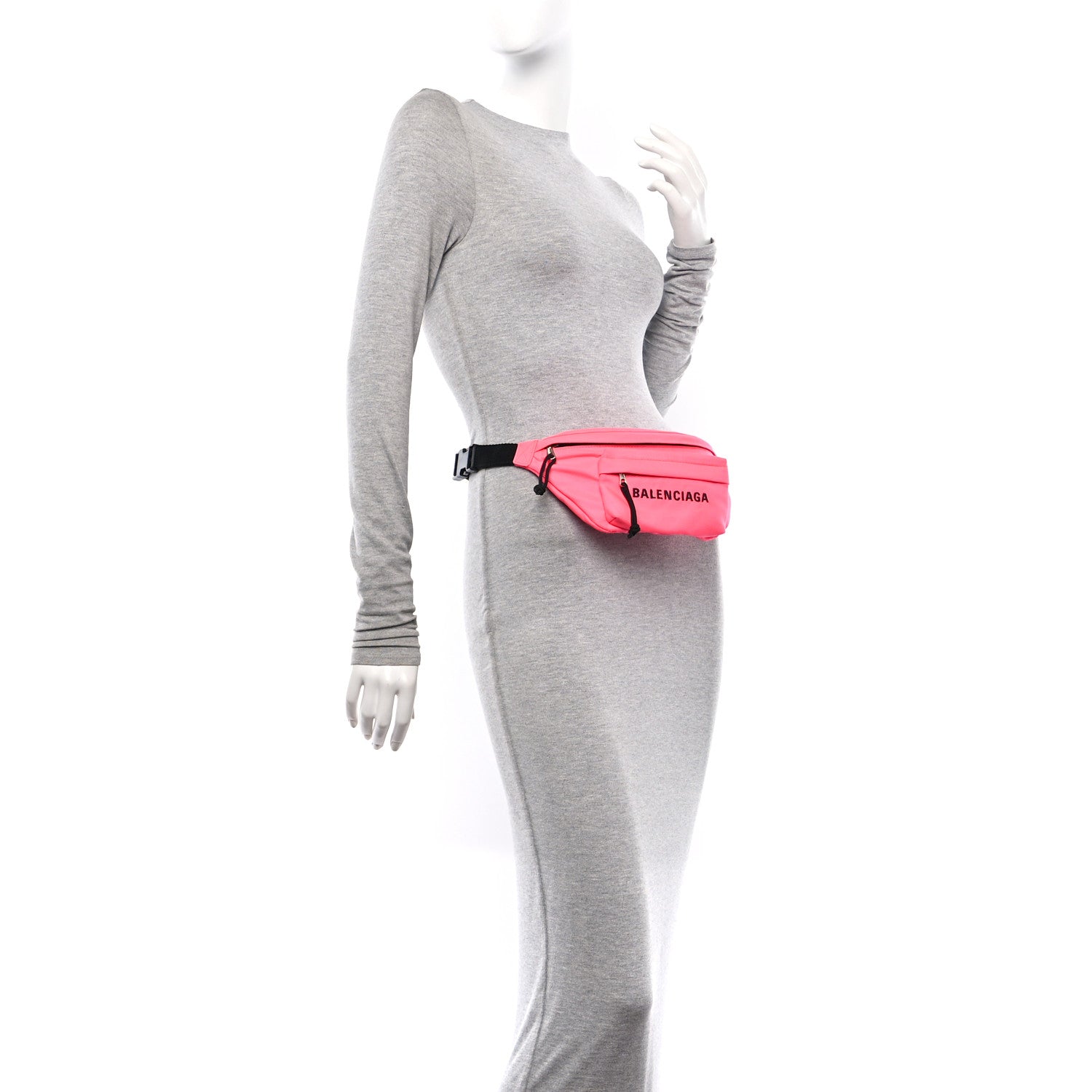 Balenciaga Textured Sport Nylon Logo Wheel Belt Bag Acid Pink 2 of 9