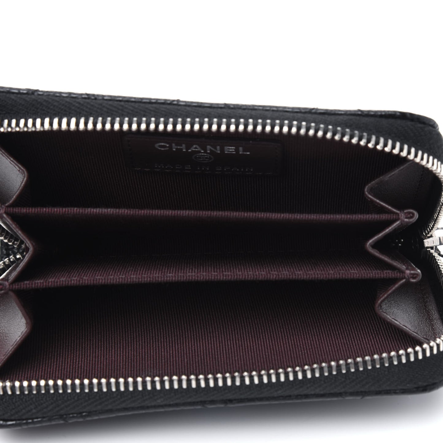 Caviar Quilted Zip Coin Purse Black