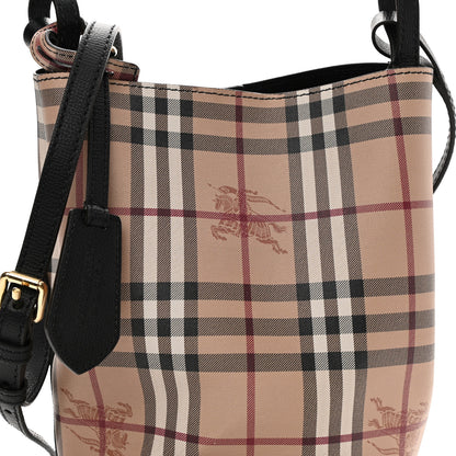 Burberry Haymarket Check Colours Small Lorne Bucket Crossbody Black 8 of 11