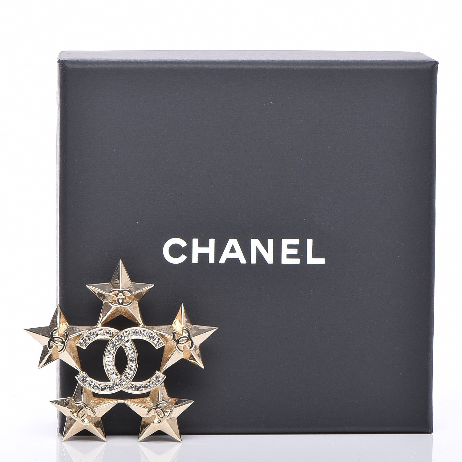 Chanel Baguette Crystal CC Star Brooch Gold 5 of 5