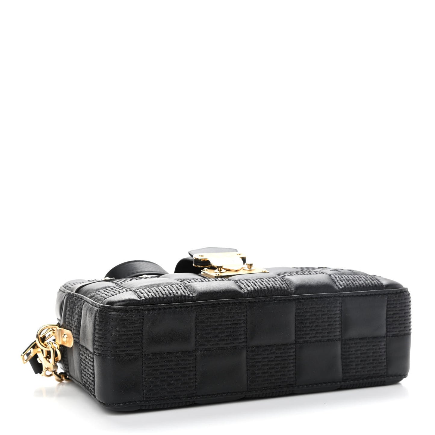 Lambskin Damier Quilt Troca MM Black