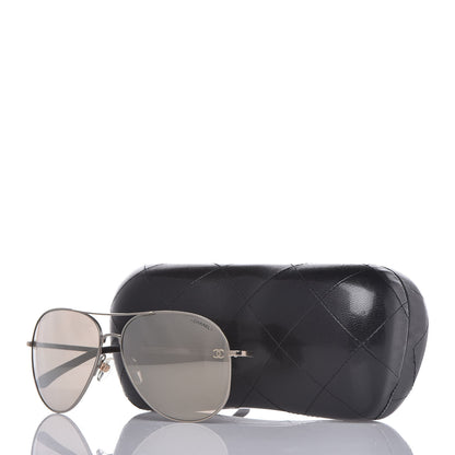 Chanel Metal Aviator CC Sunglasses 4189-T-Q Silver 8 of 8