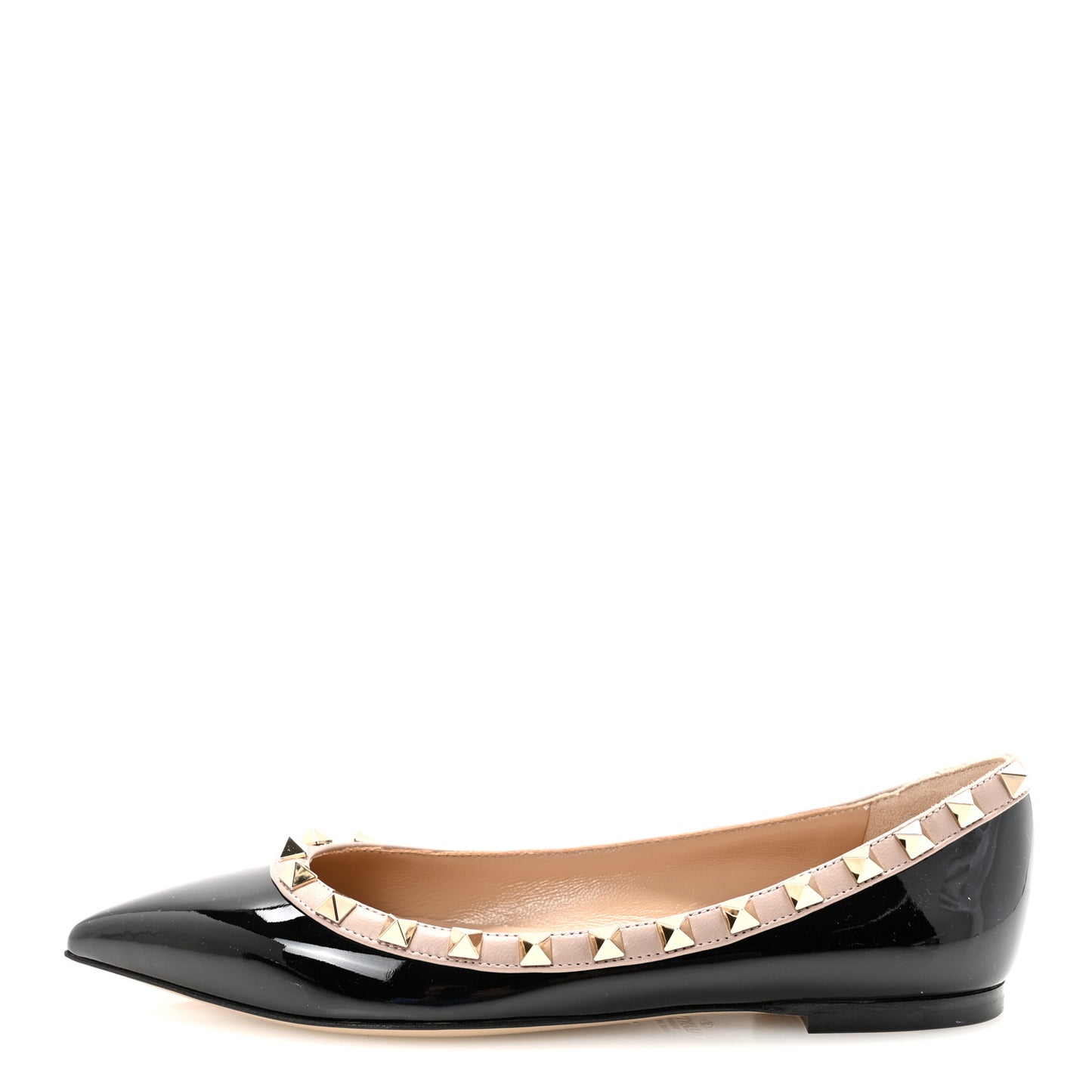 Patent Nappa Rockstud Ballerina Flats 35 Black Poudre
