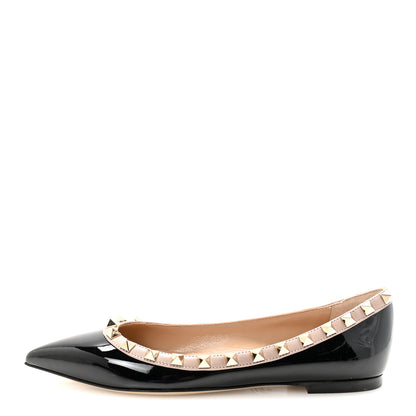 Valentino Garavani Patent Nappa Rockstud Ballerina Flats 35 Black Poudre 1 of 10