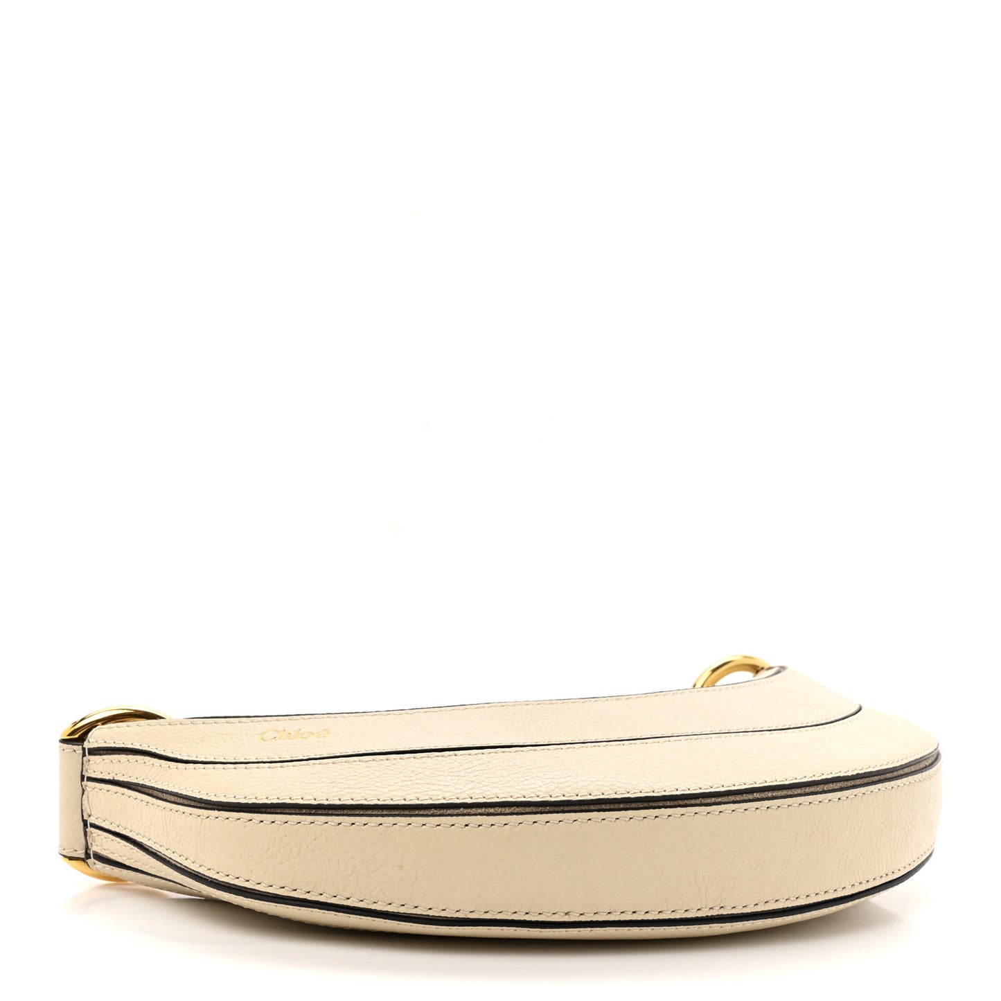 Grained Calfskin Banana Crossbody Bag Vegetal Beige