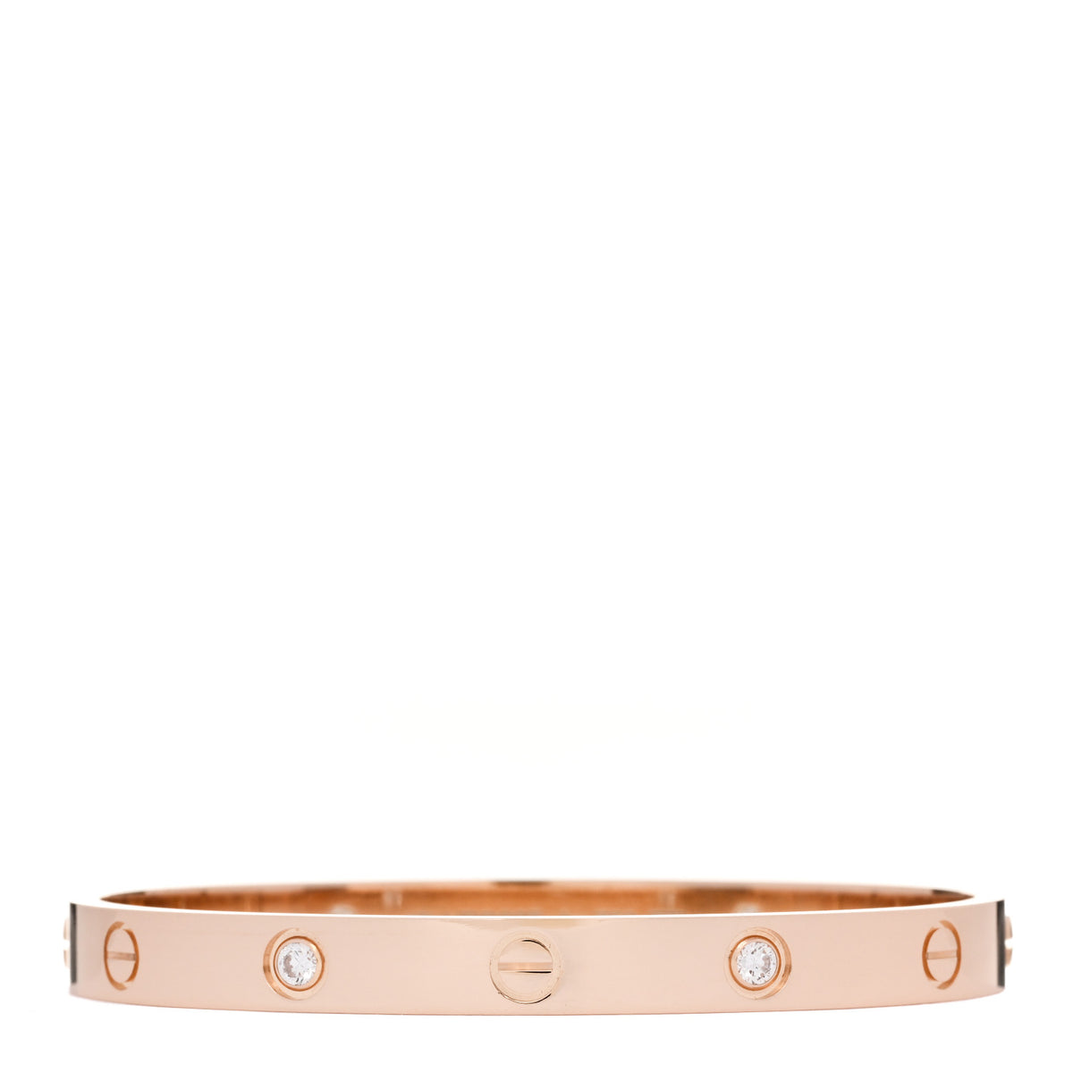 Cartier 18K Pink Gold 4 Diamond LOVE Bracelet 17 1 of 9