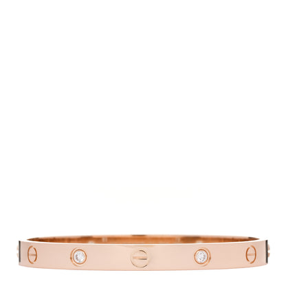 Cartier 18K Pink Gold 4 Diamond LOVE Bracelet 17 1 of 9
