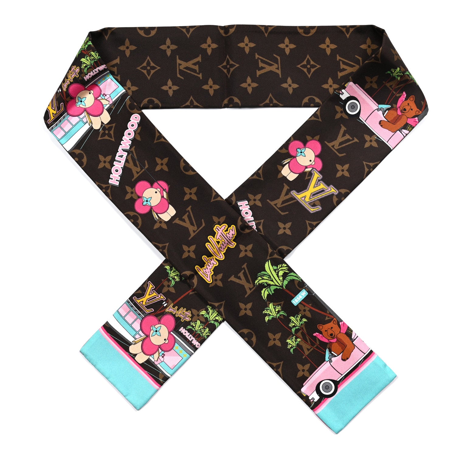 Louis Vuitton Silk Monogram 2021 Hollywood Christmas Animation Bandeau Marron 1 of 3