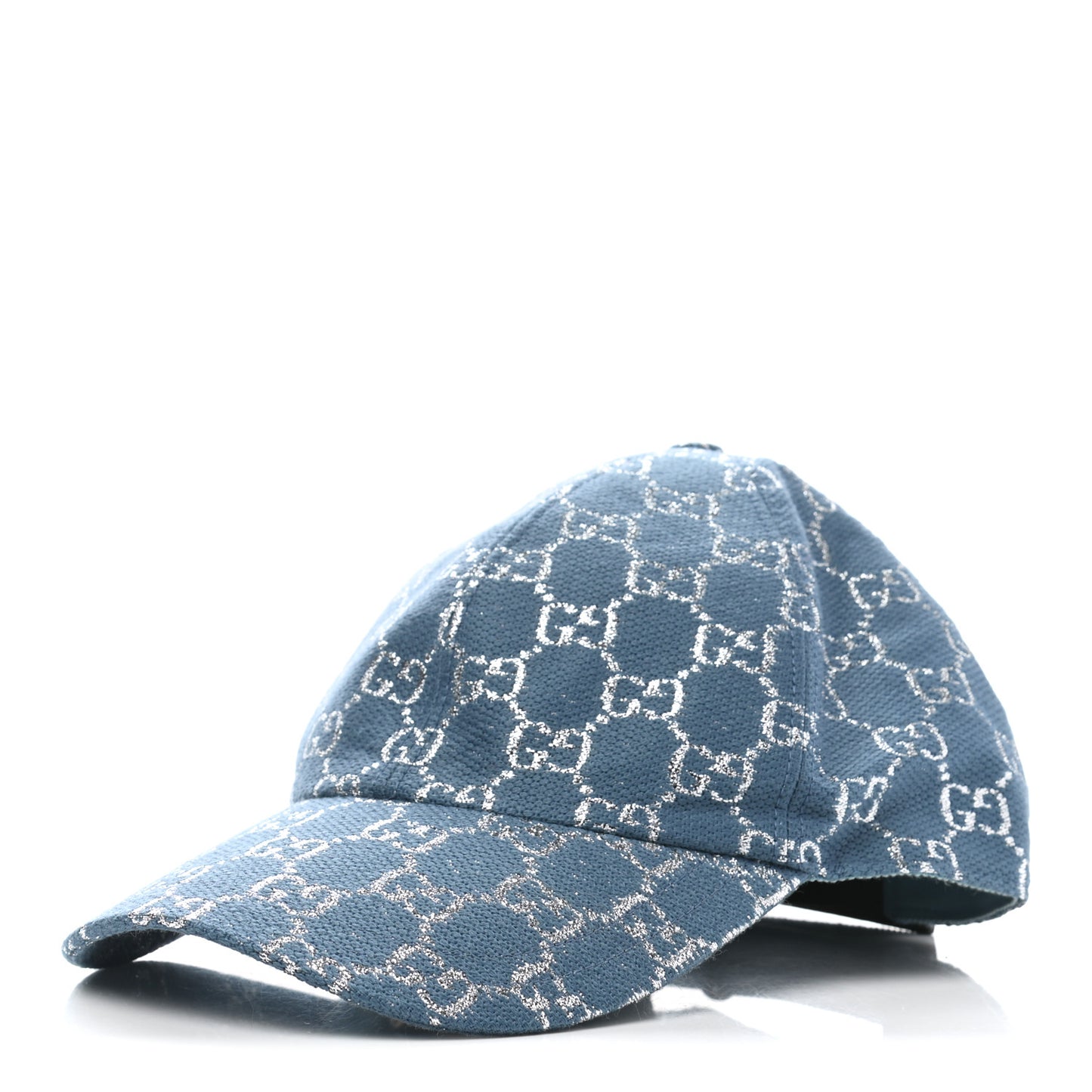 Canvas Lame GG Monogram Rush Baseball Hat M Blue Silver