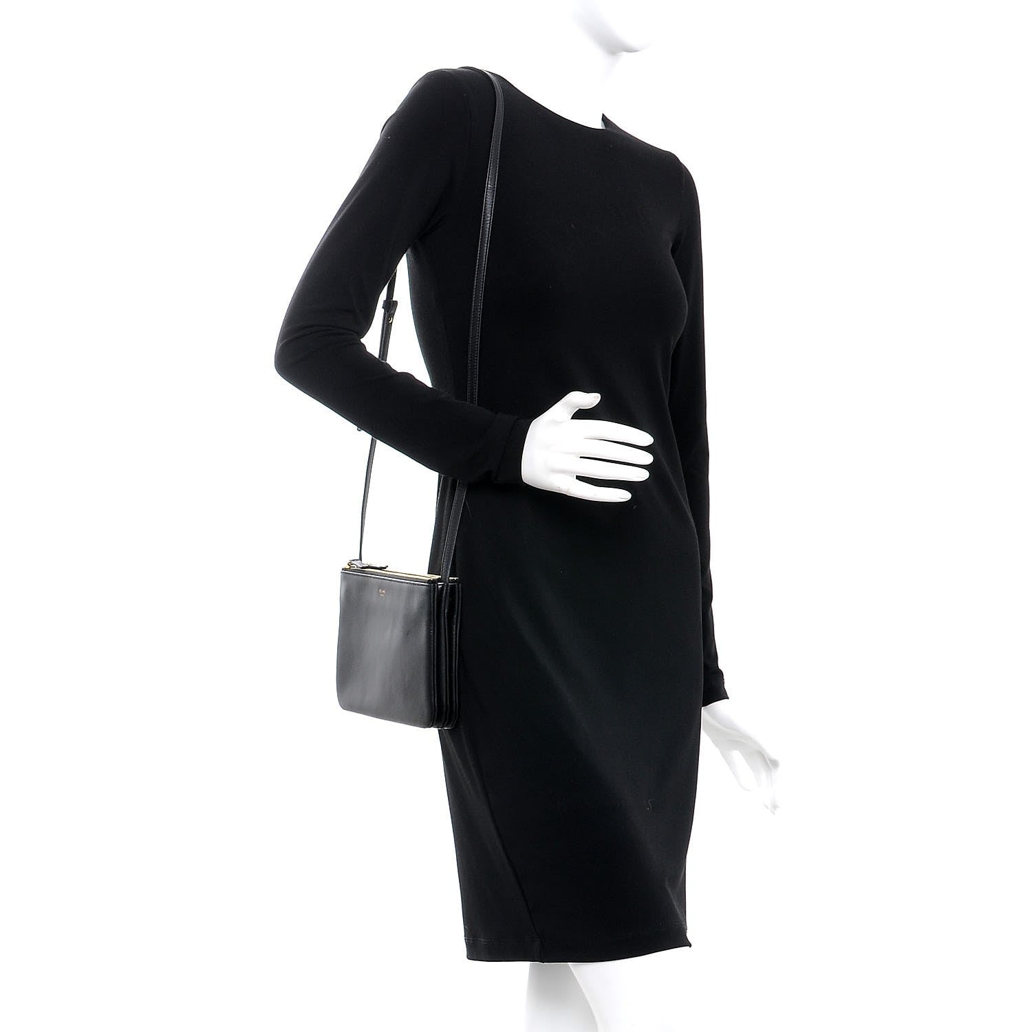 Celine Lambskin Small Trio Crossbody Bag Black 2 of 9