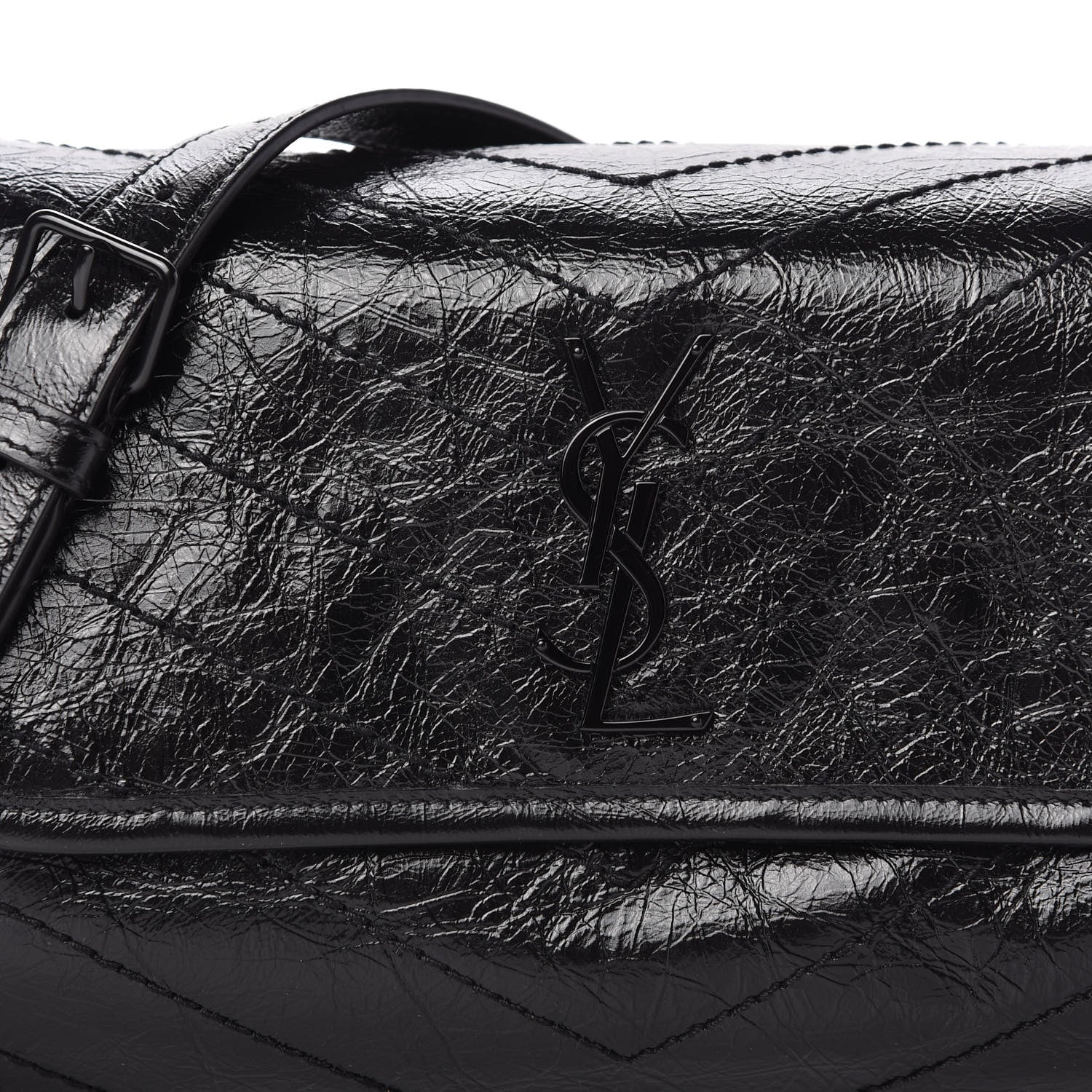 Saint Laurent Crinkled Calfskin Matelasse Monogram Niki Body Bag Black 10 of 10