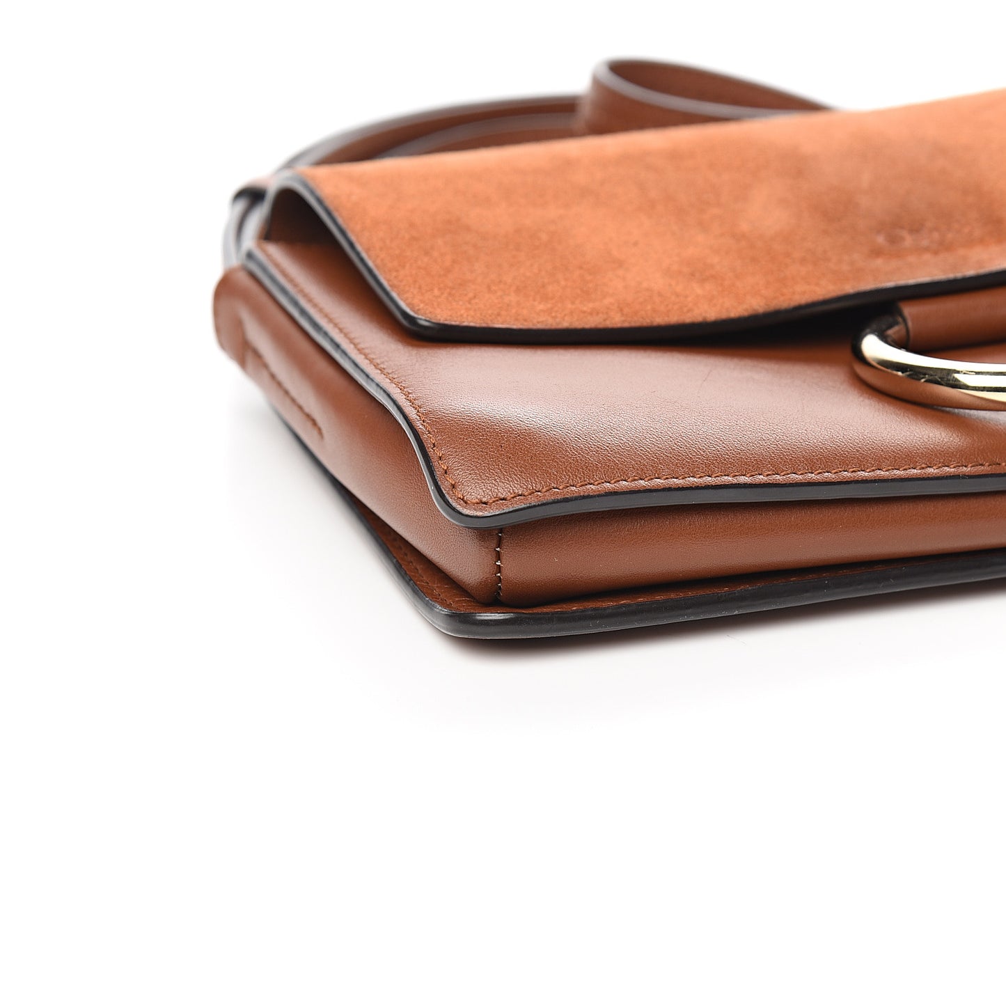 Suede Calfskin Small Faye Shoulder Bag Tobacco