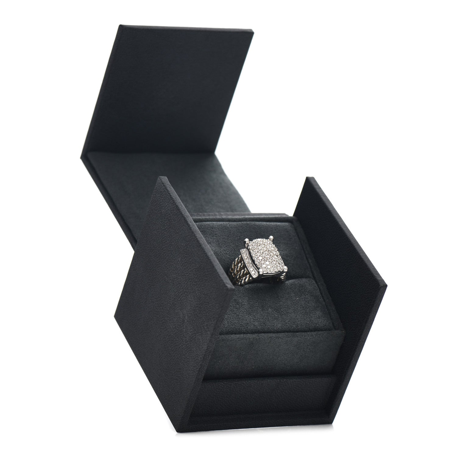 David Yurman Sterling Silver Diamond 16mm Wheaton Ring 51 5.75 6 of 6