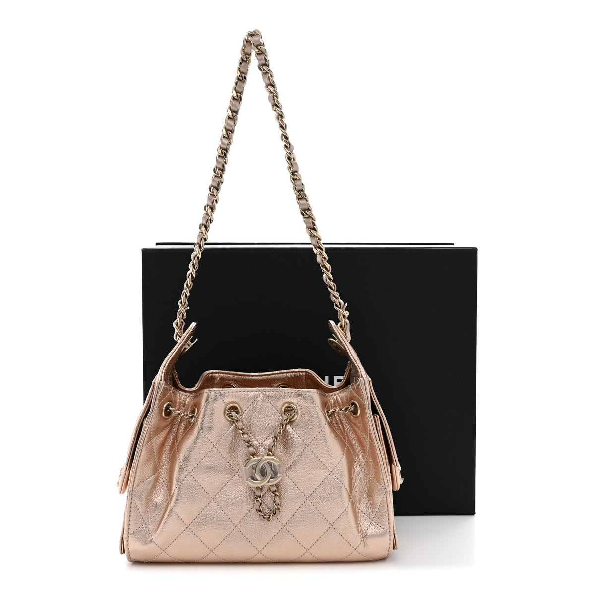 Metallic Caviar Quilted Mini Chanel 25 Handbag Copper