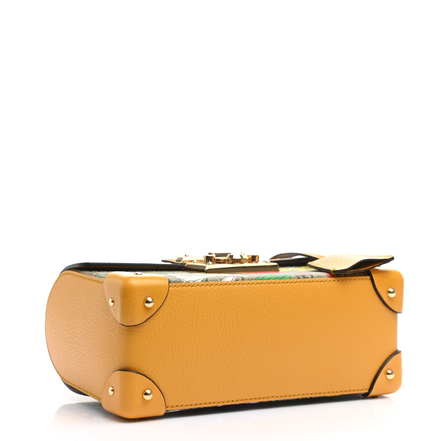 GG Supreme Monogram Flora Small Padlock Bamboo Shoulder Bag Beige Multicolor Crop
