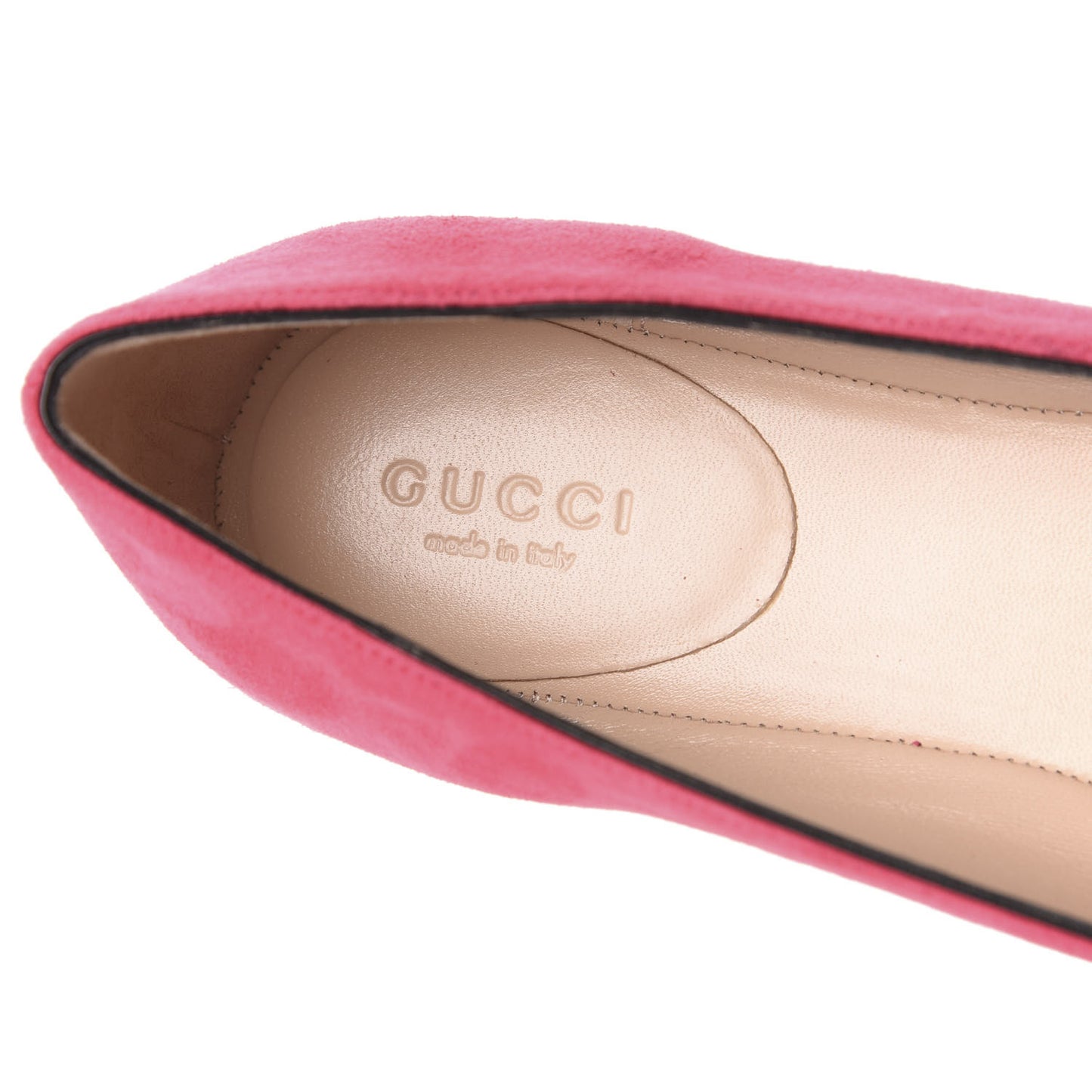 Kid Scamosciato GG Marmont Fringe Flats 37.5 Hot Pink