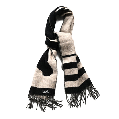 Hermes Cashmere Casaque Love Story Muffler Black Beige Chine 1 of 3