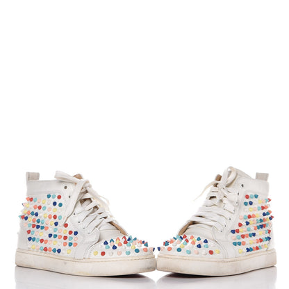 Christian Louboutin Calfskin Louis Spikes Flat Sneakers 40 White Multi 7 of 26