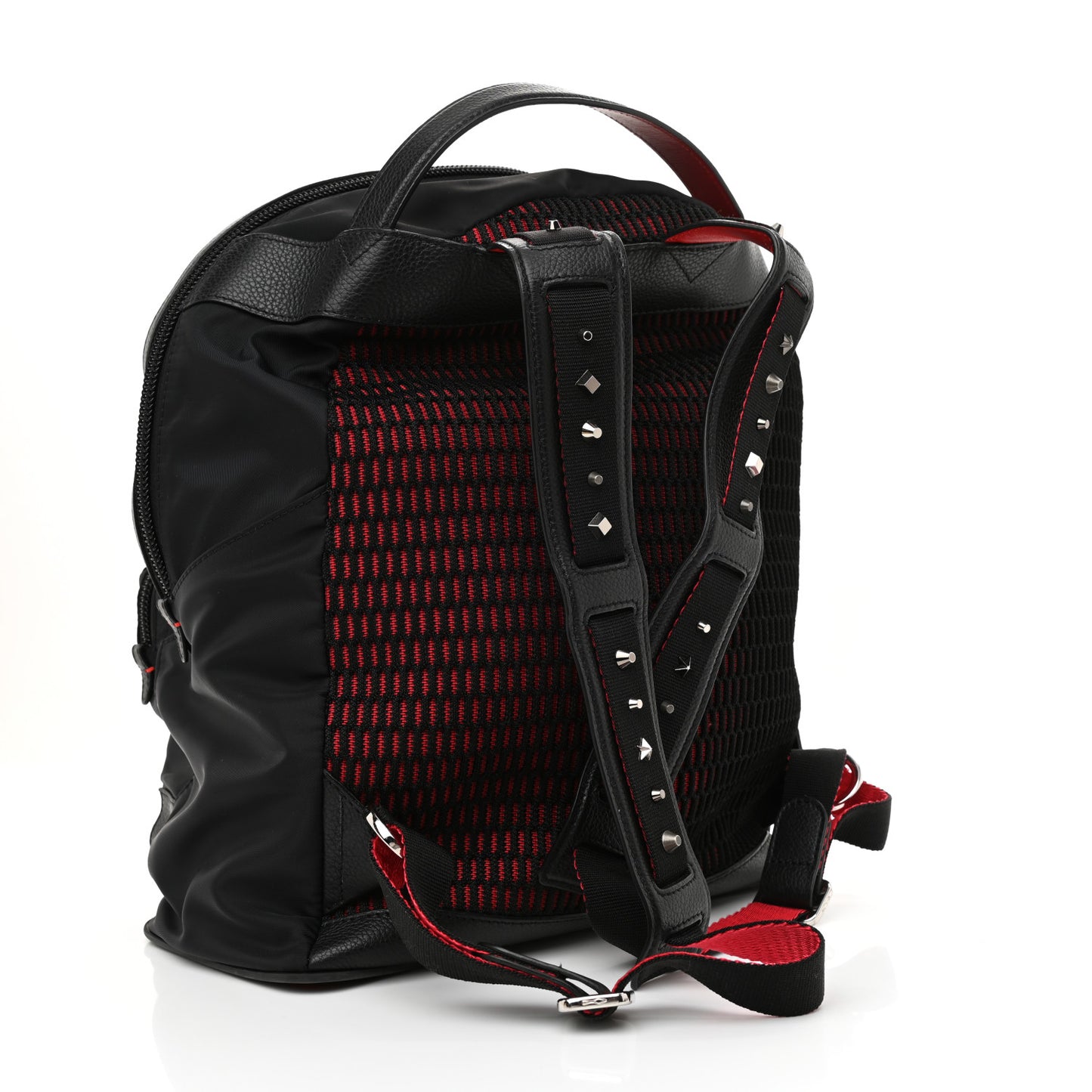 Nylon Calfskin Love Small Backloubi Backpack Black