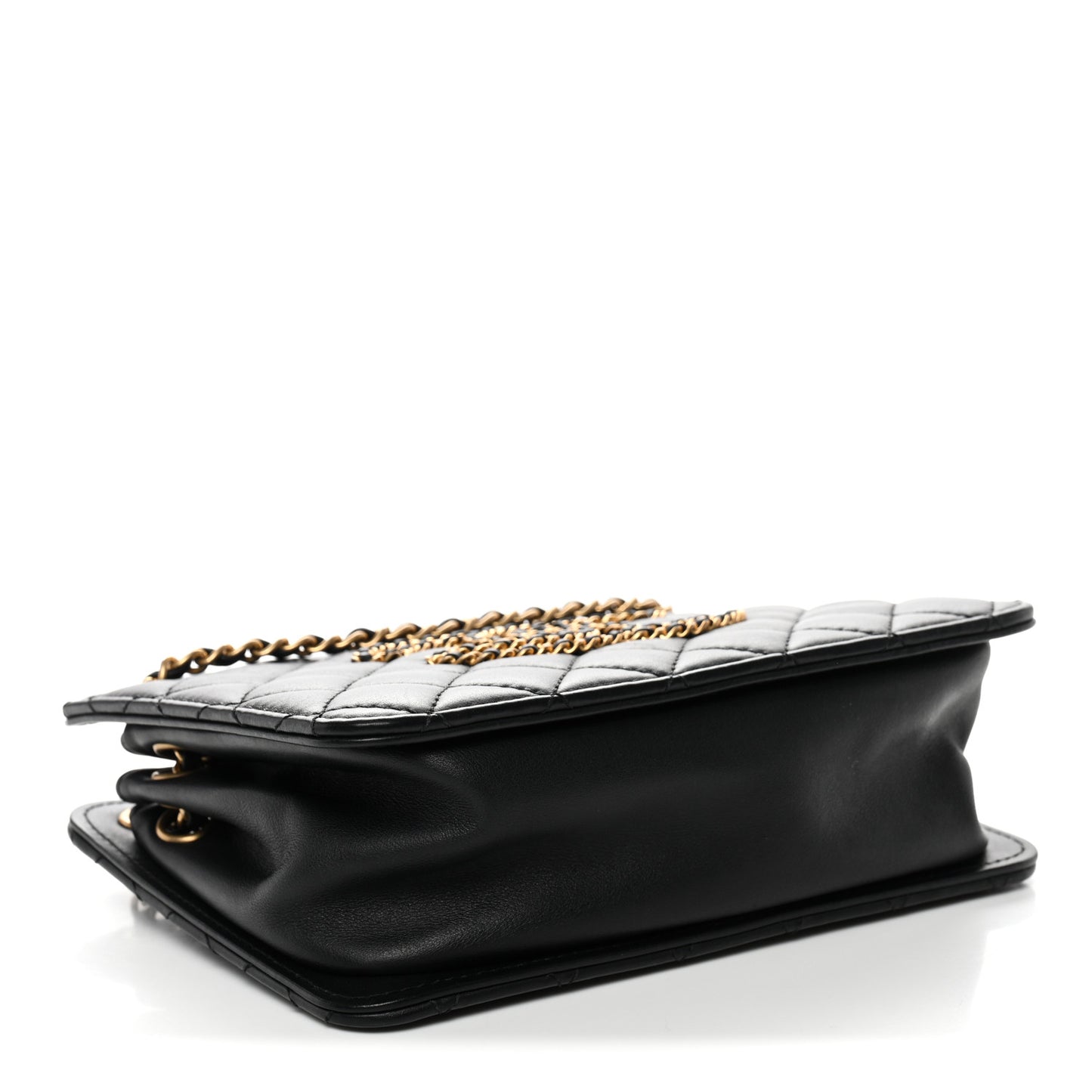 Calfskin Quilted Small CC Chain Accordion Tote Black