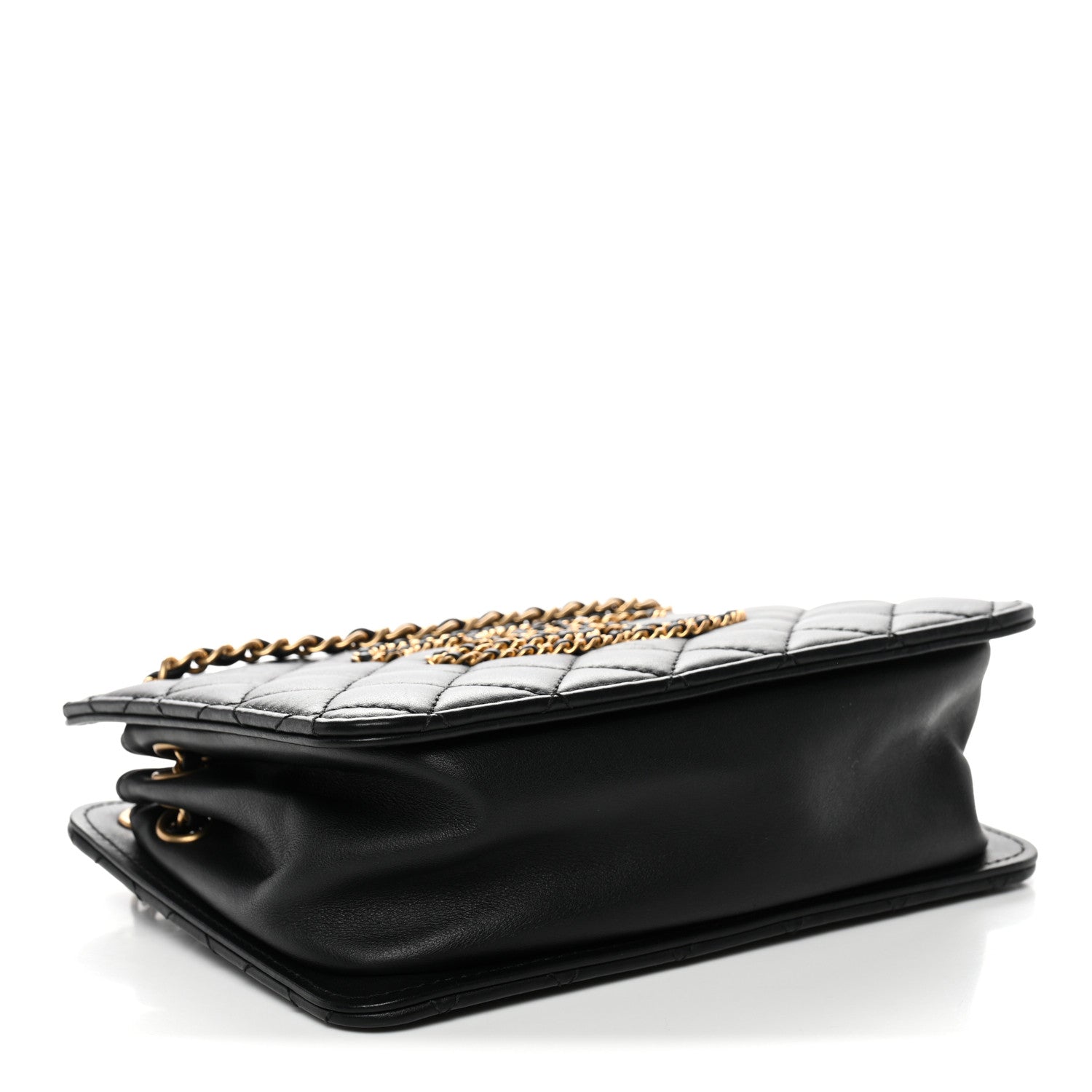 Chanel Calfskin Quilted Small CC Chain Accordion Tote Black 4 of 10