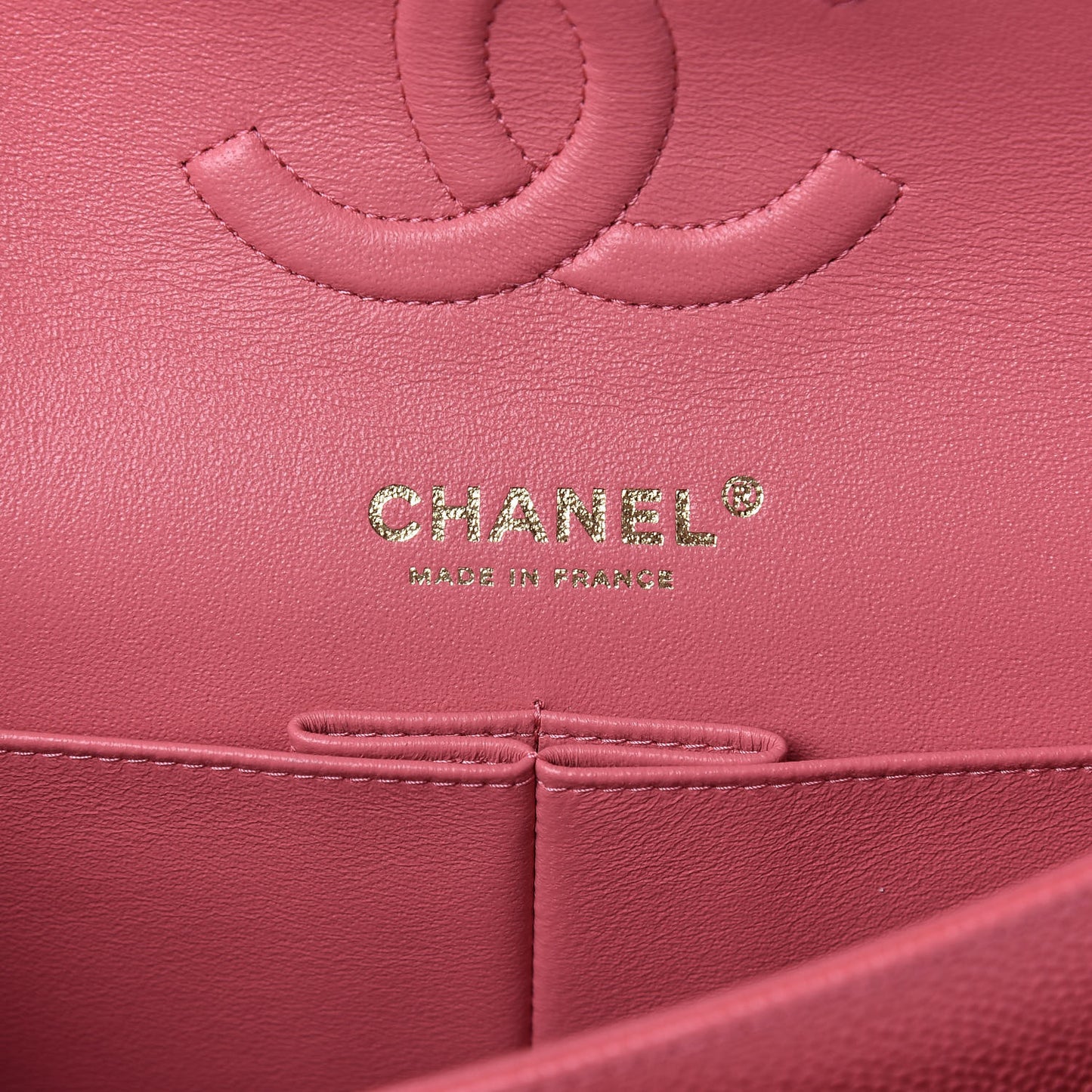 Metallic Caviar Quilted Medium Double Flap Pink