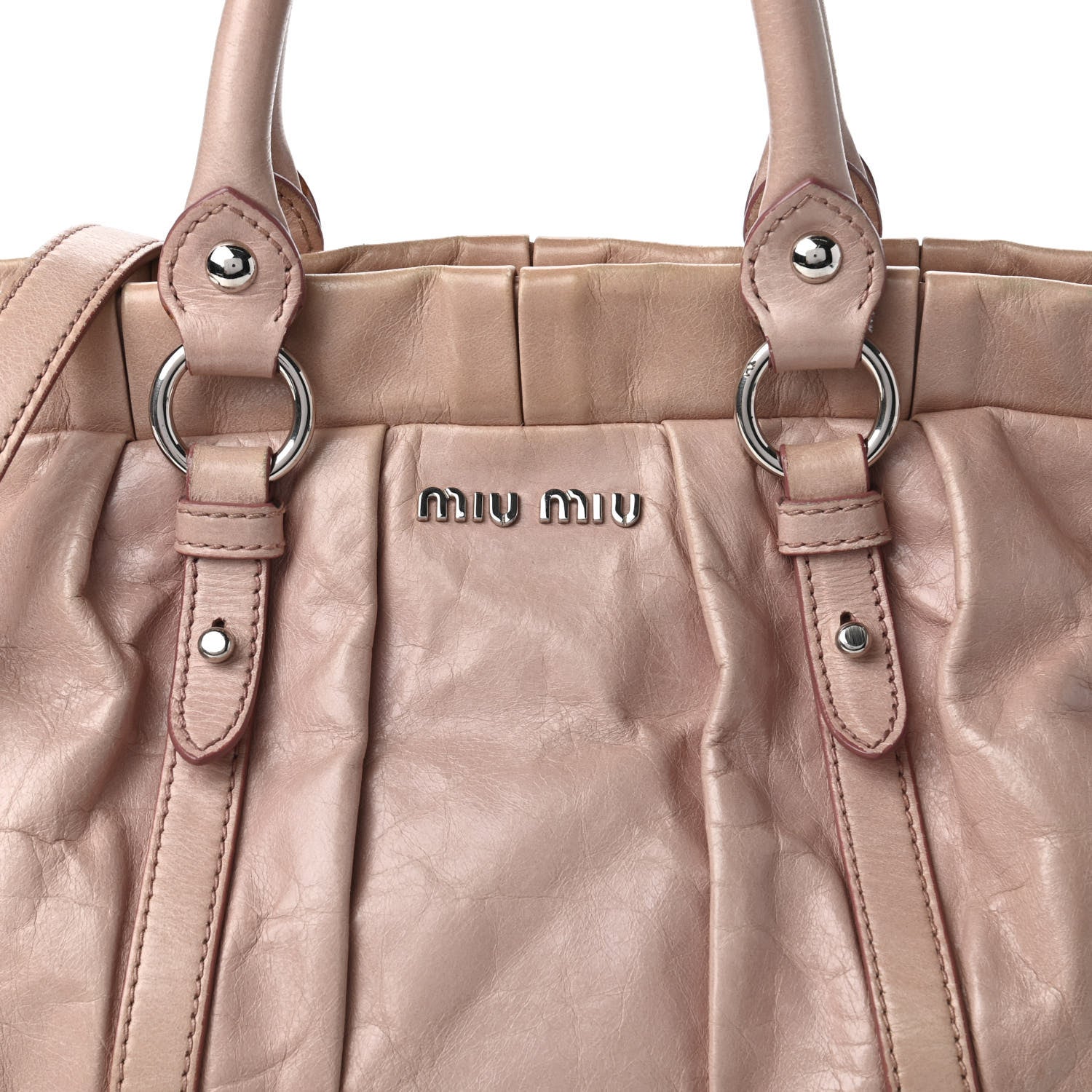 Miu Miu Vitello Lux Gathered Tote Mughetto 10 of 10