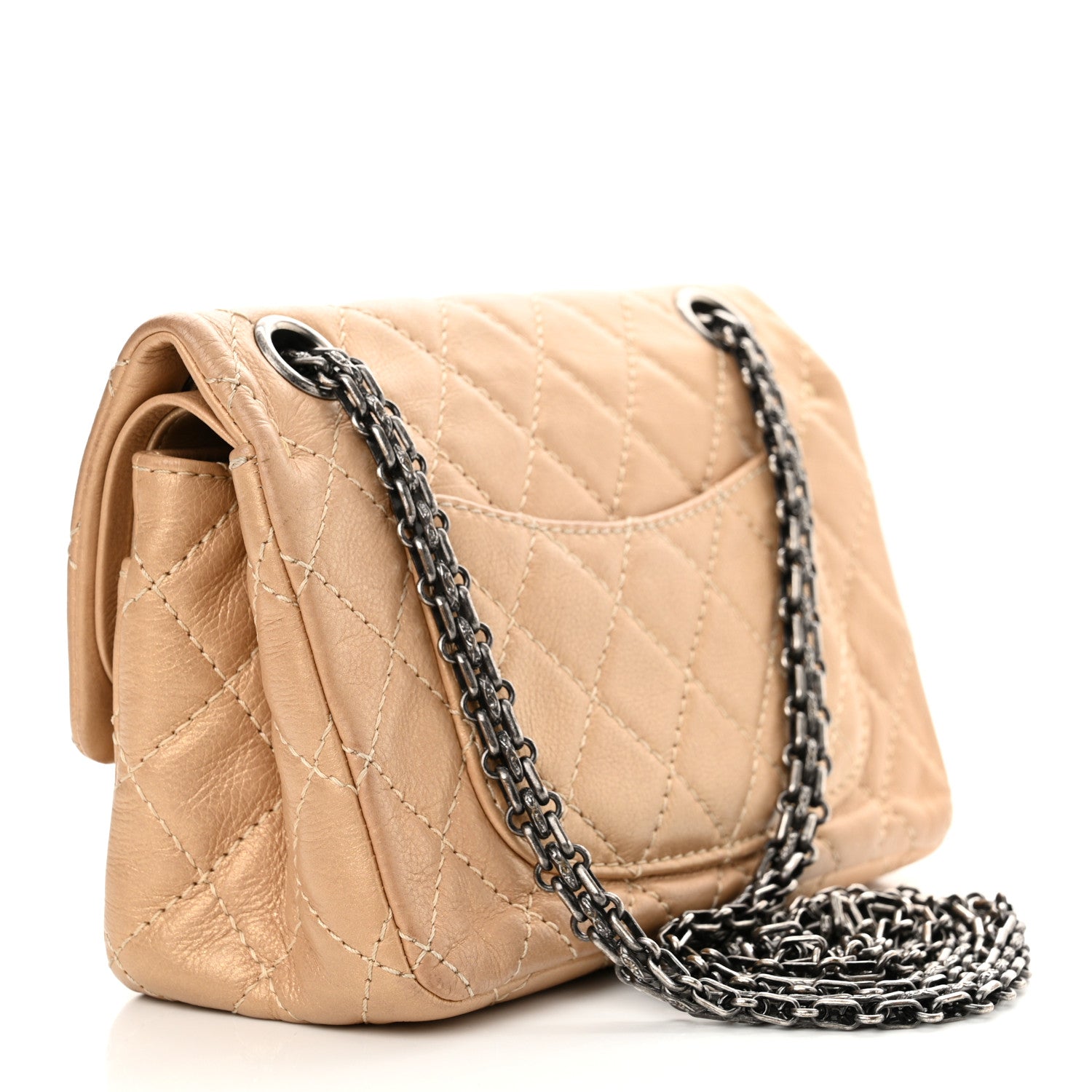 Chanel Metallic Calfskin Quilted Lucky Charms 2.55 Reissue 224 Flap Gold 3 of 14
