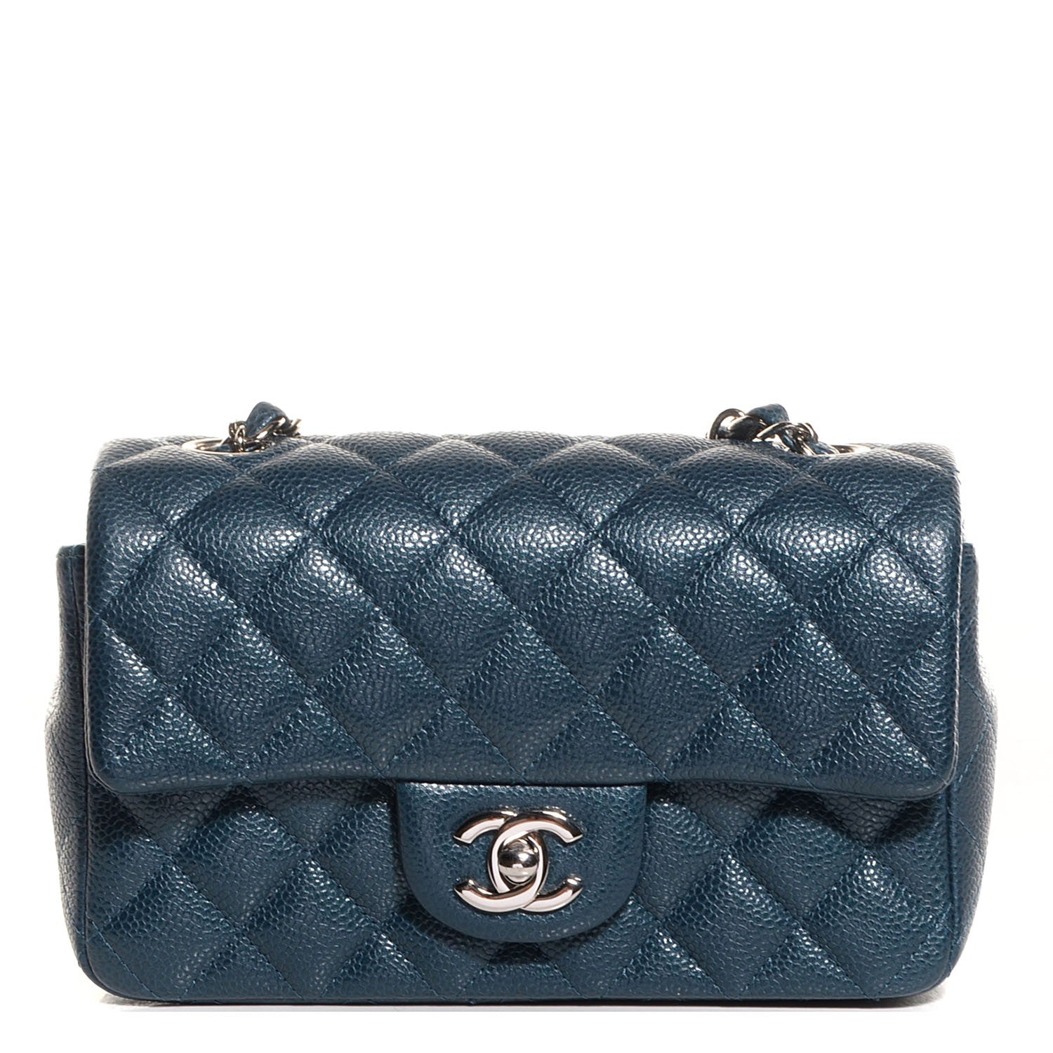 Chanel Pearly Caviar Quilted Mini Rectangular Flap Navy Blue 1 of 9