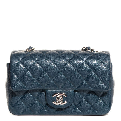 Chanel Pearly Caviar Quilted Mini Rectangular Flap Navy Blue 1 of 9