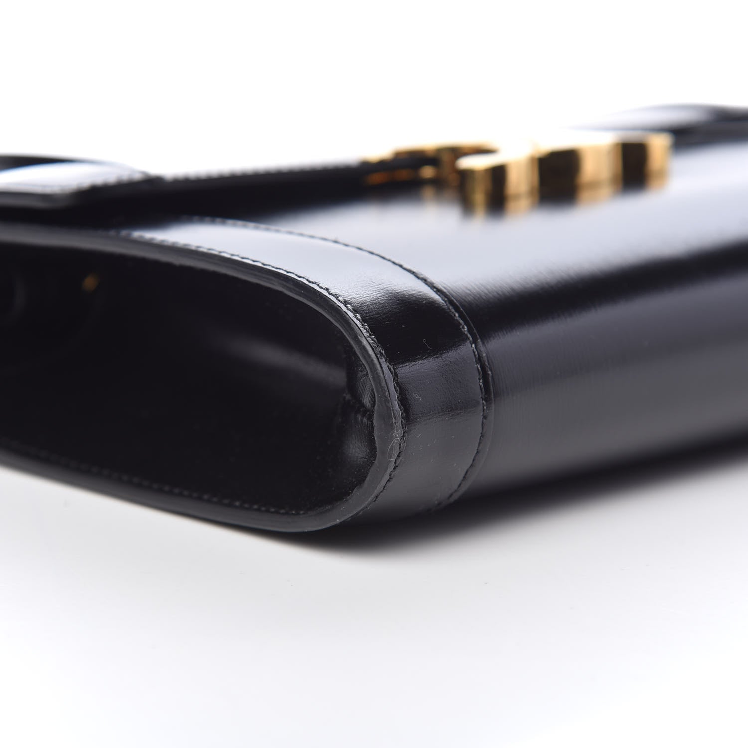 Celine Shiny Calfskin Triomphe Strap Bag Black 8 of 9