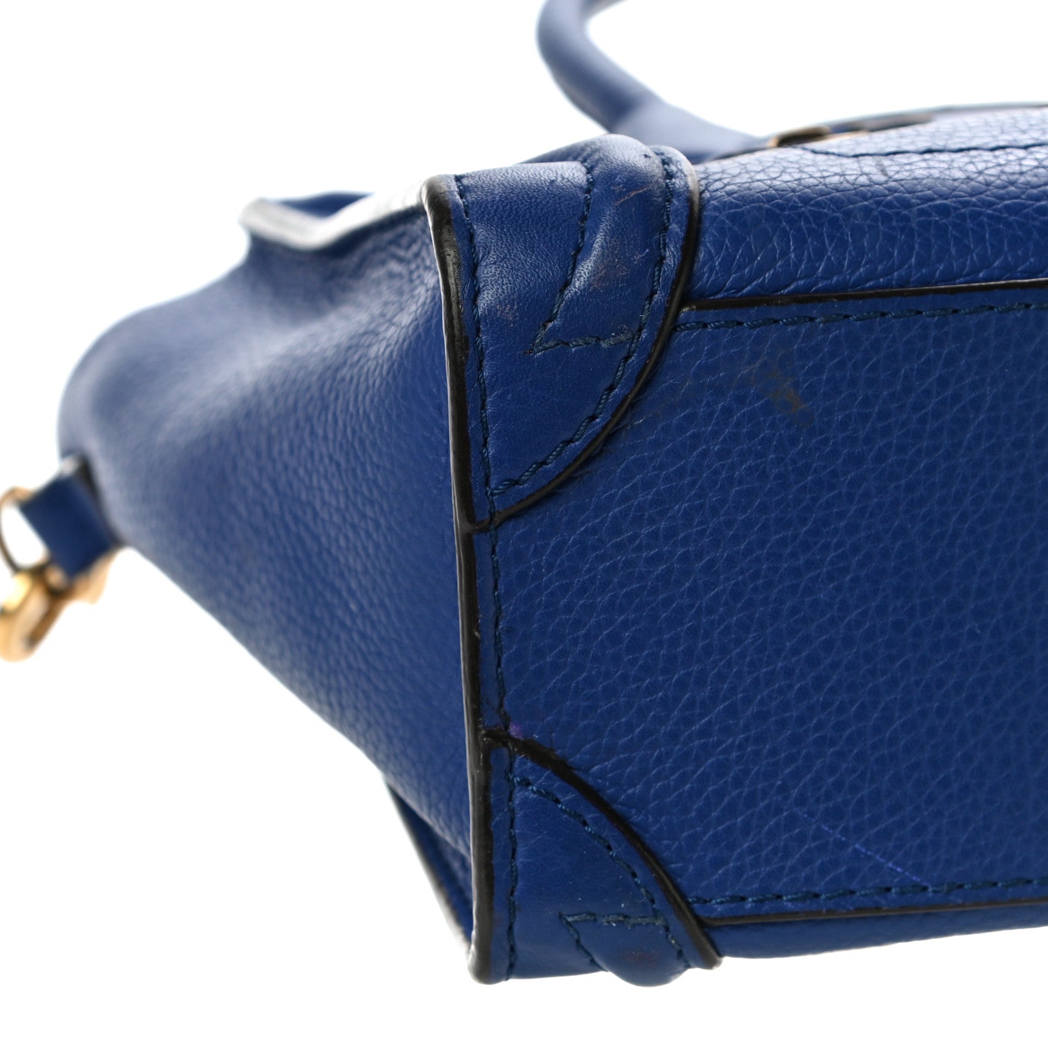 Celine Drummed Calfskin Nano Luggage Indigo 5 of 11