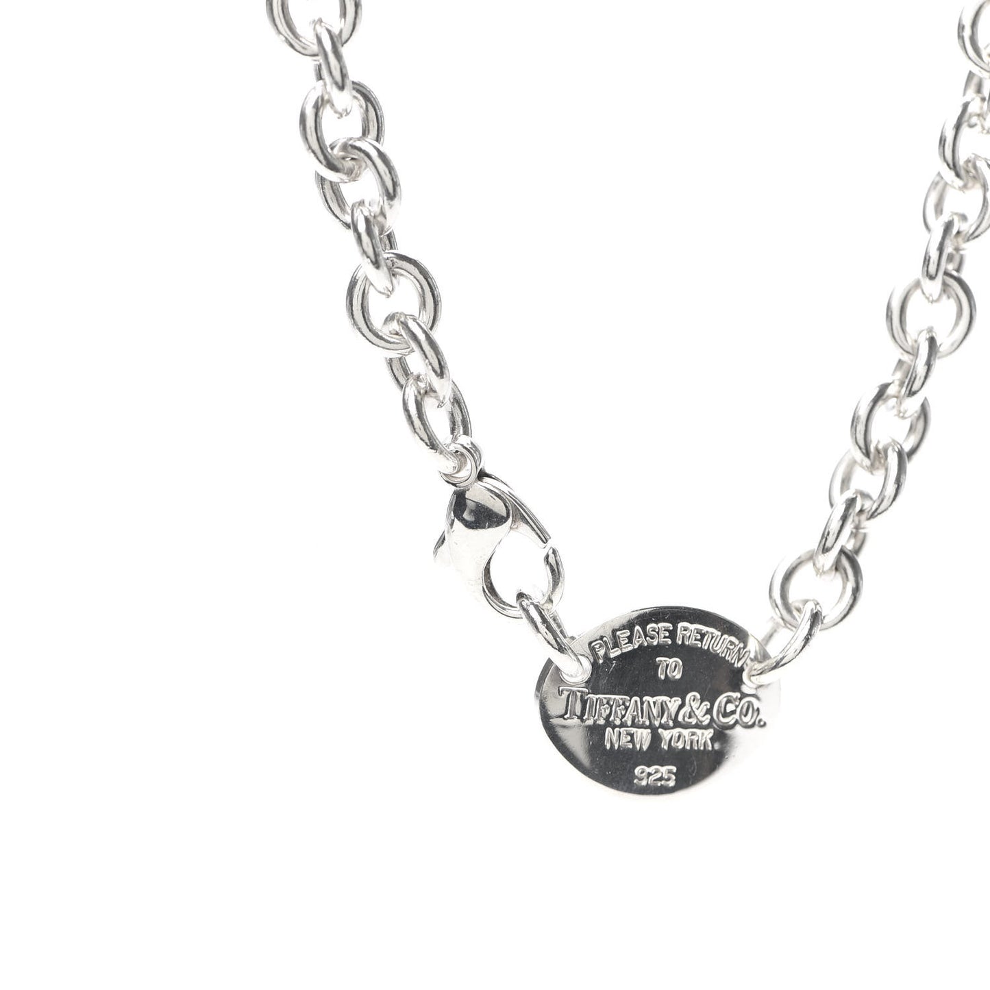 Sterling Silver Return to Oval Tag Choker Necklace