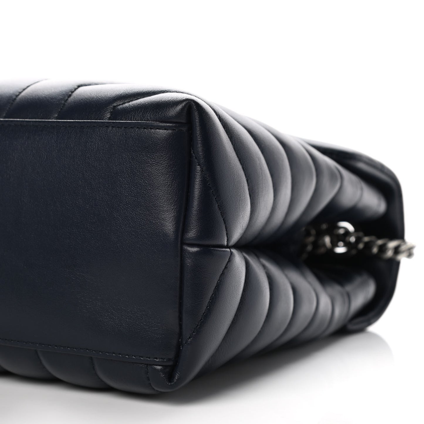 Calfskin Y Quilted Monogram Medium Loulou Chain Satchel Medium Blue