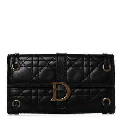 Christian Dior Lambskin Cannage Flap Wallet Black 1 of 9