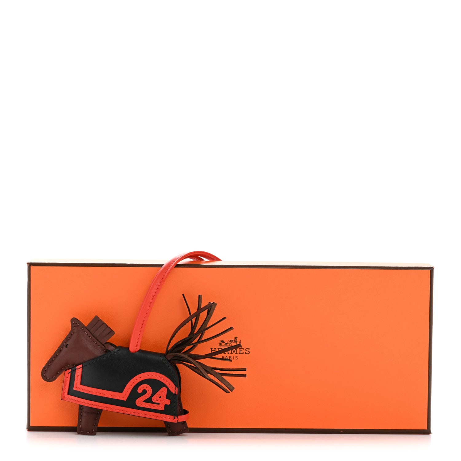 Hermes Milo Lambskin Grigri Rodeo Robeo 24 Bag Charm PM Terre Black Capucine 5 of 5