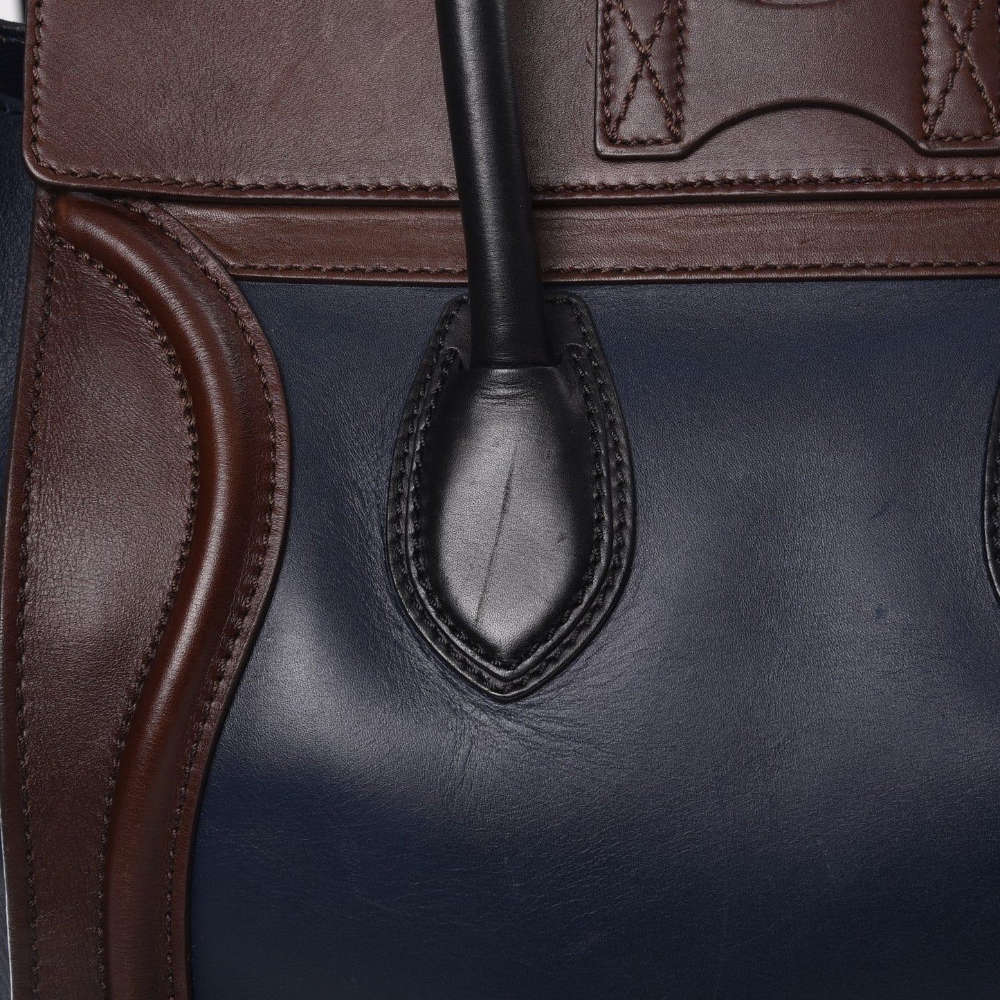 Smooth Calfskin Mini Bi-Color Luggage Navy