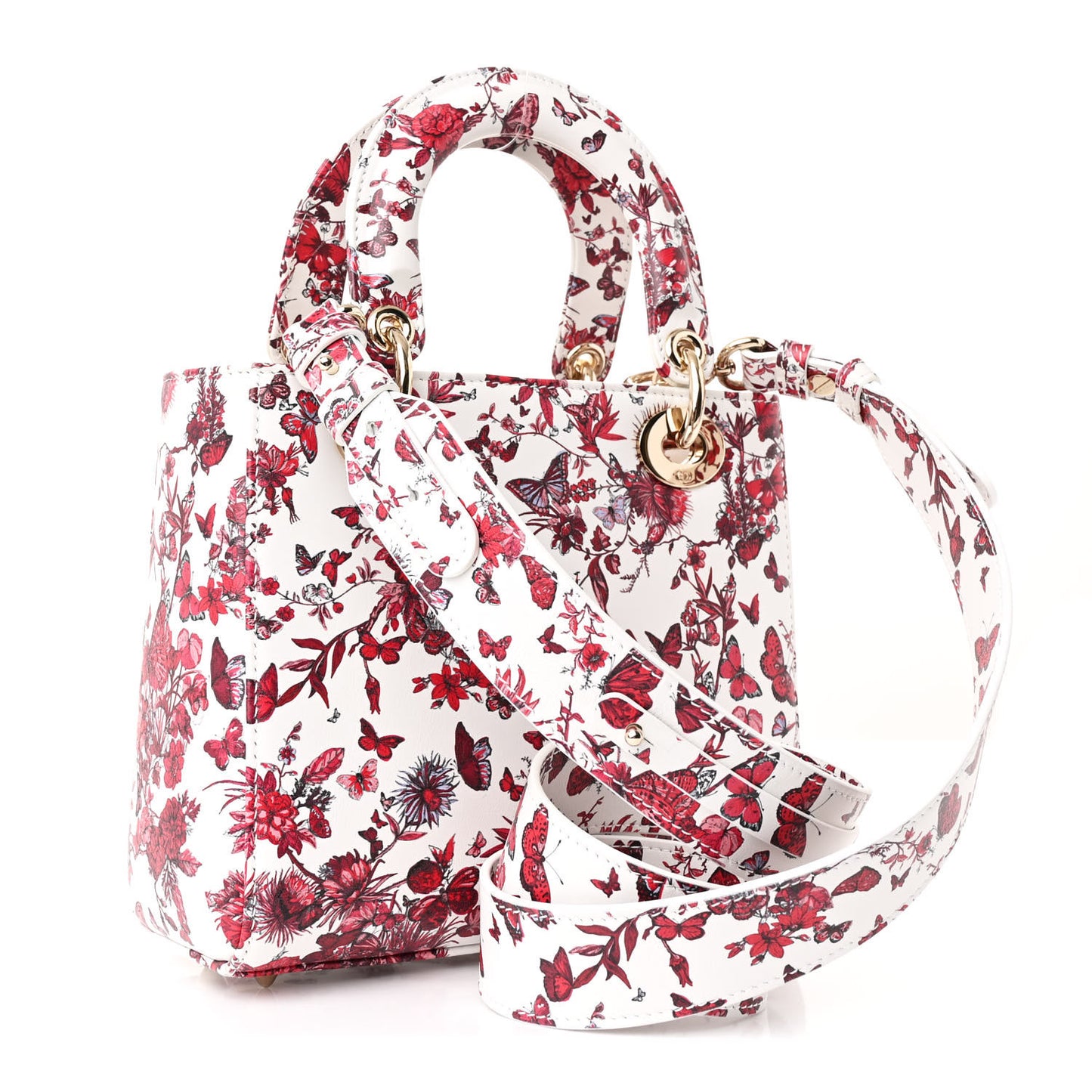 Calfskin Le Coeur Des Papillons Small My ABCDior Lady Dior White Multicolor