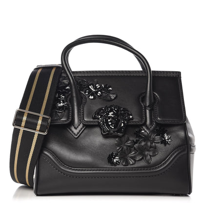 Versace Calfskin Floral Appliques Medium Palazzo Empire Bag Black 1 of 9