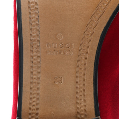 Gucci Velvet Horsebit Womens Jordaan Loafers 39 Hibiscus Red 8 of 10