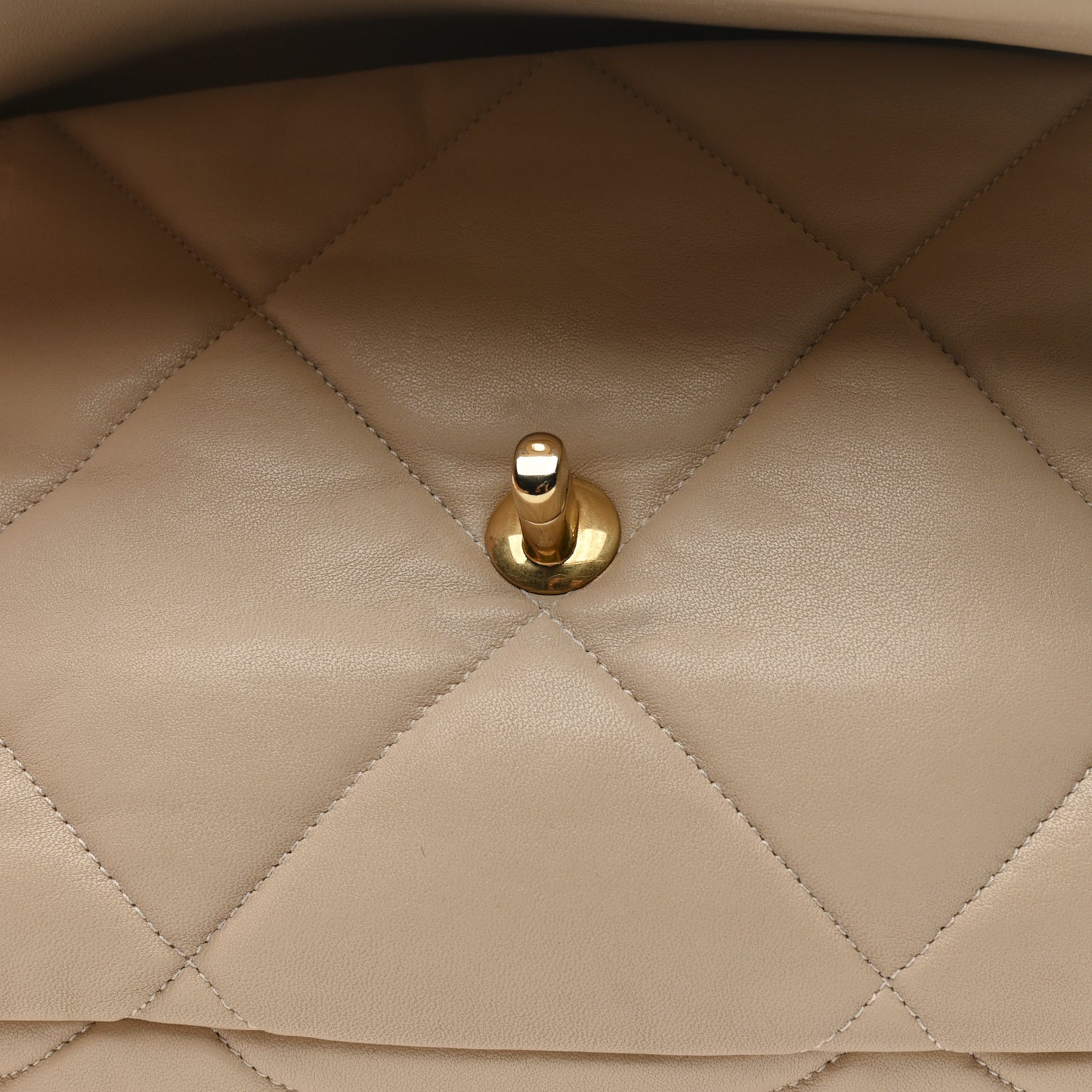 Goatskin Quilted Large Chanel 19 Flap Beige