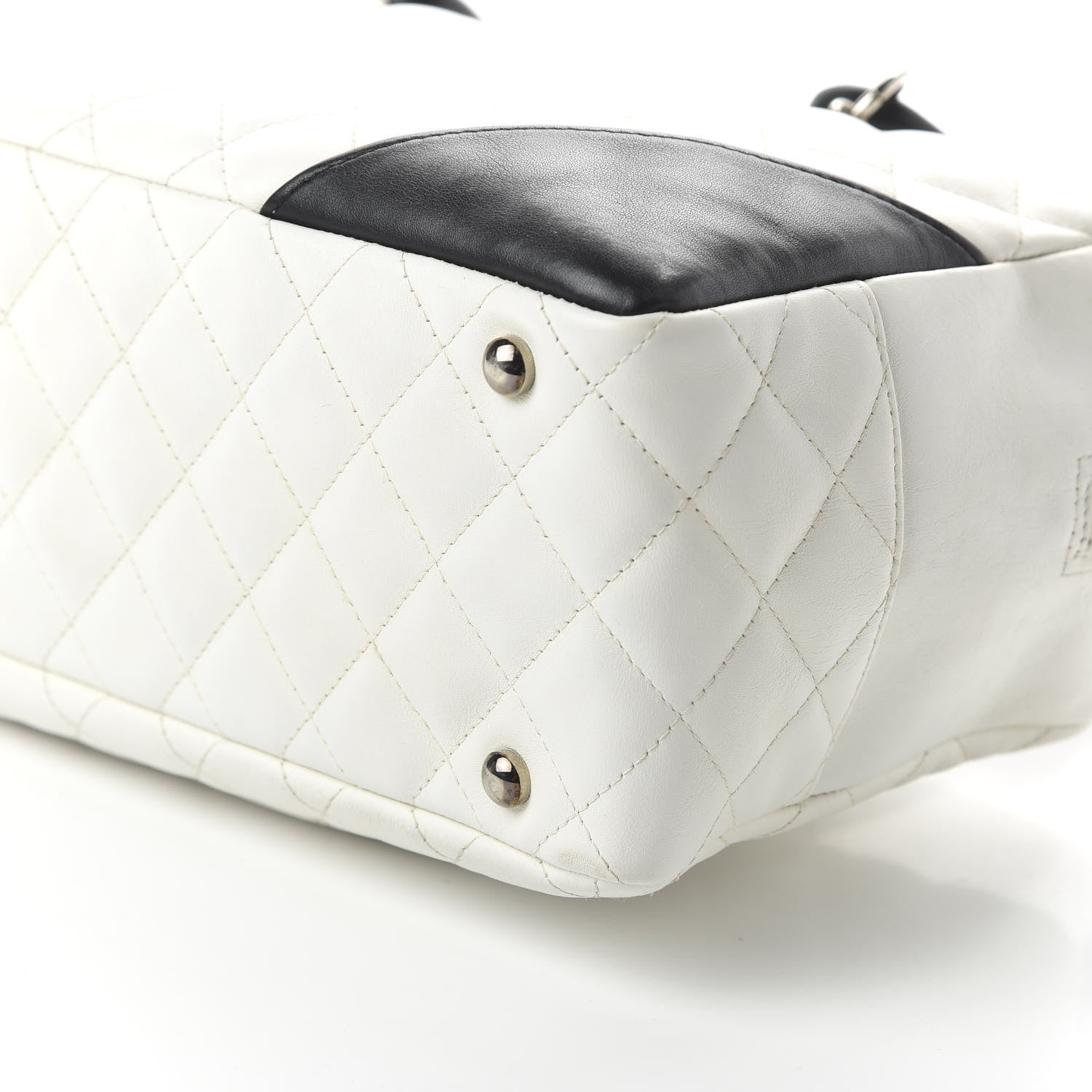 Chanel Calfskin Quilted Large Cambon Bowler White Black 7 of 10